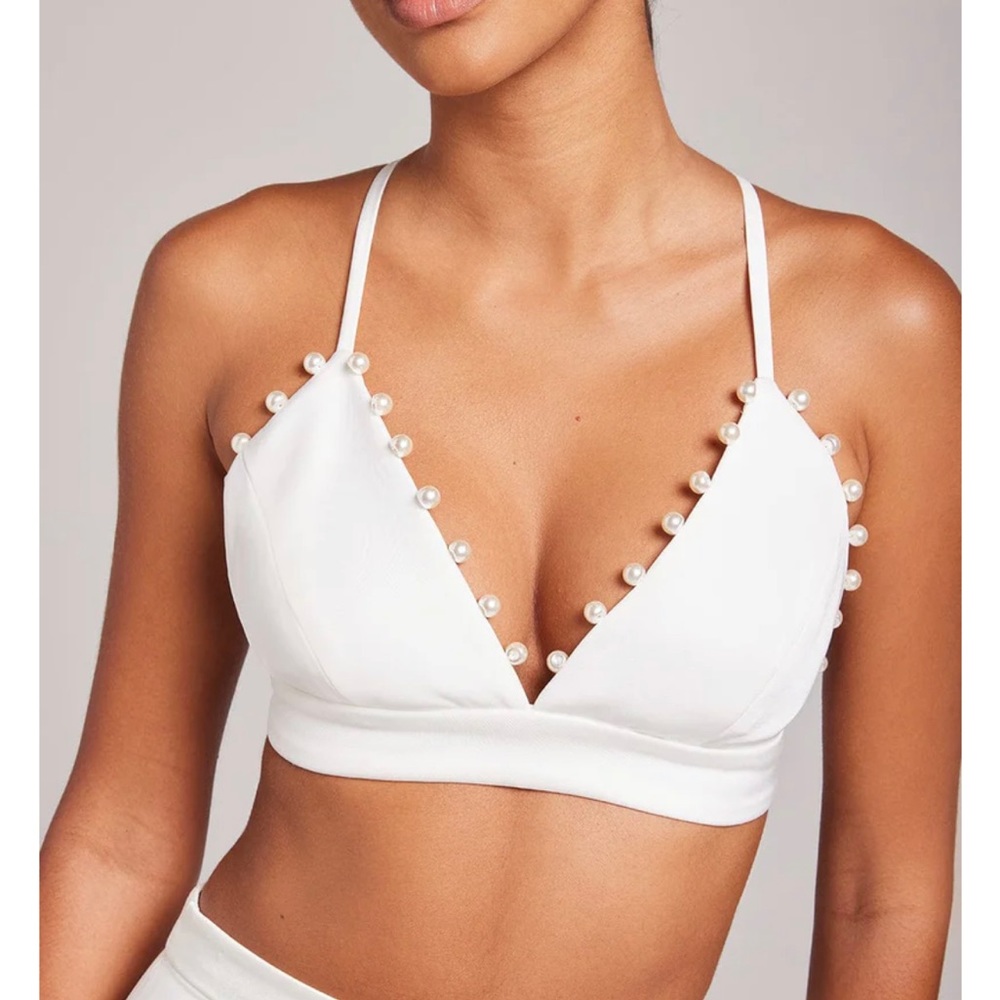 Nadine Merabi Charlotte White Bra Top